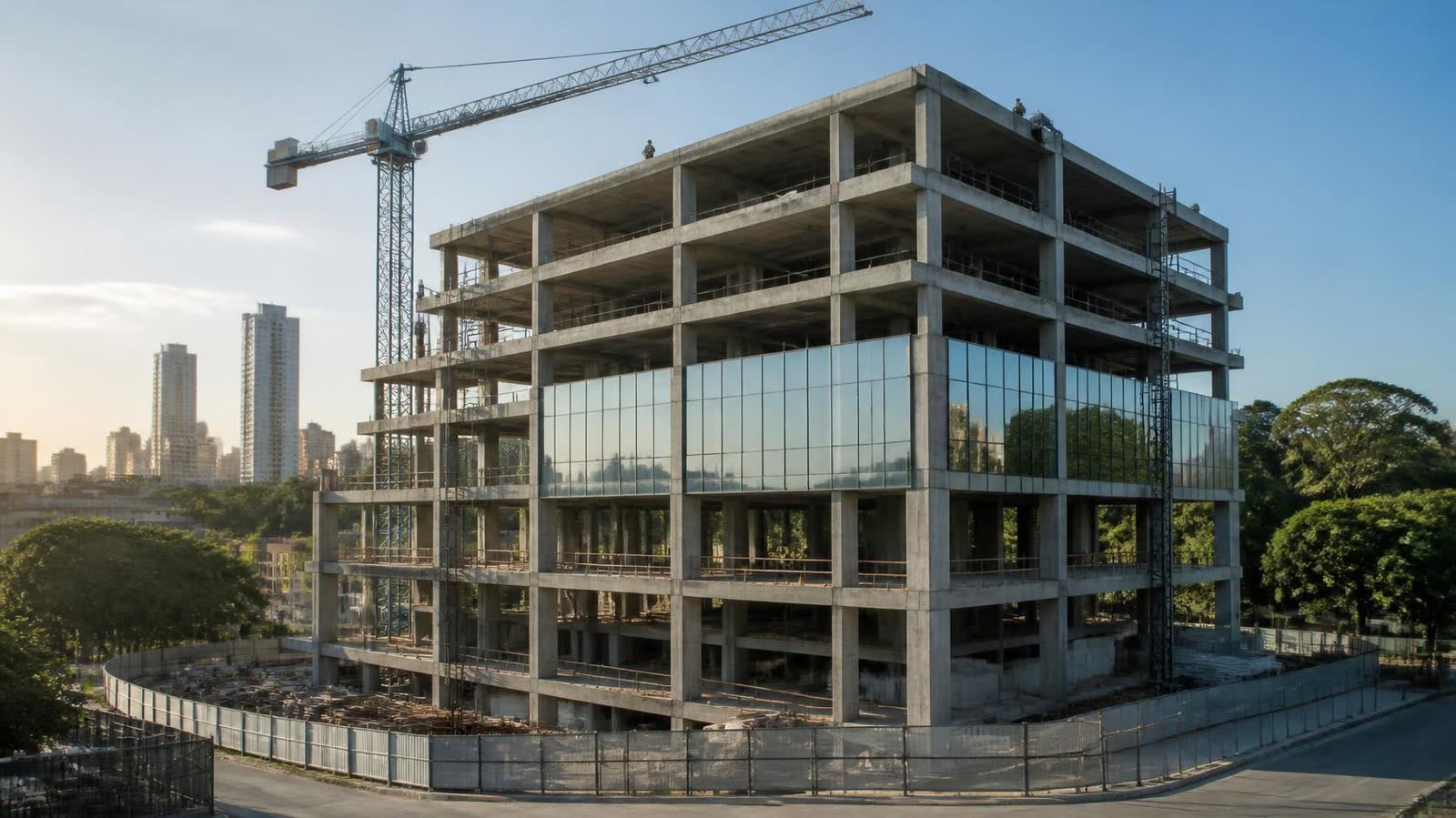 Prédio comercial em estrutura de concreto em construção